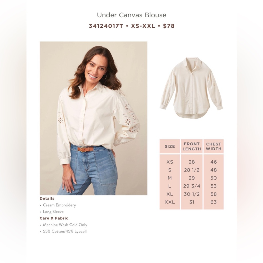 NWT Canvas Blouse Size Large